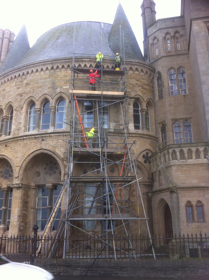 Scaffolding on Aberystwyth University Premises